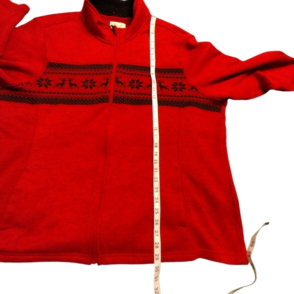 EUC Red and Black holiday sweater jacket with zipper Size 3X - Picture 4 of 6